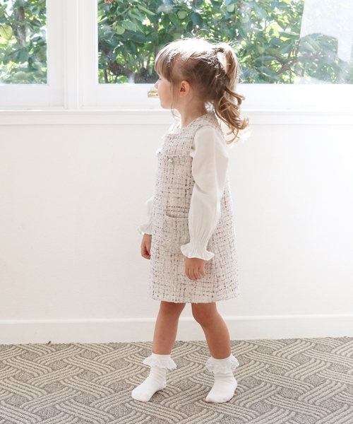 Rora（ローラ）の「マオ ツイードジャンパースカート（ジャンパースカート・キッズ・アイボリー・110cm/100cm/120cm/130cm/140cm）」の17枚目の写真