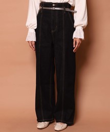 one after another NICE CLAUP | ラメベルト付き デニムパンツ(デニムパンツ)