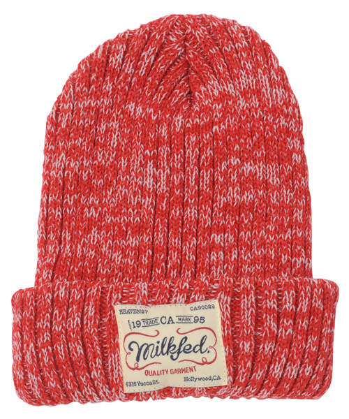 MILKFED.(ミルクフェド)の「BASIC KNITTED CAP(ニットキャップ/ビーニー・レディース・アッシュグレー/ネイビー/レッド・ONE SIZE)」の1枚目の写真