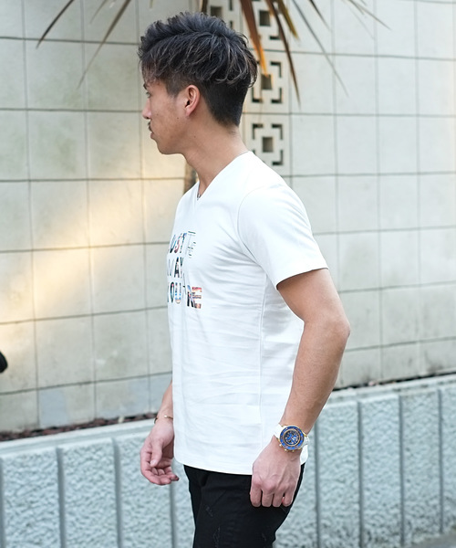 GOSTAR DE FUGA（ゴスタール ジフーガ）の「プリントメッセージ半袖Tシャツ（Tシャツ/カットソー・メンズ・ホワイト/ブラック/ライトパープル・M/L）」の11枚目の写真