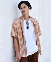 SU: レギュラーカラー ストライプ ボックス ショートスリーブ シャツ ■