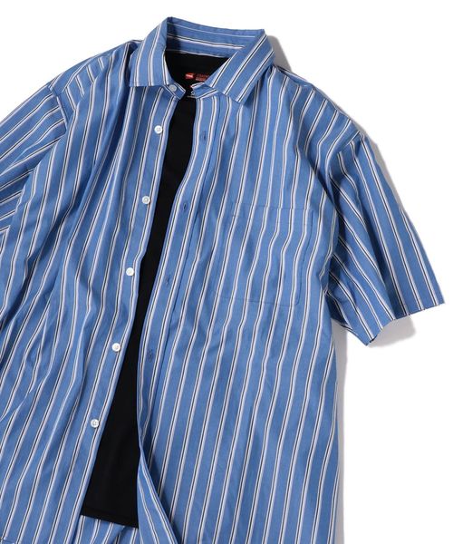 SHIPS(シップス)の「SU: レギュラーカラー ストライプ ボックス ショートスリーブ シャツ ■(シャツ/ブラウス・メンズ・オフホワイト/ブラック/ベージュ/ブルー・S/M/L)」の4枚目の写真