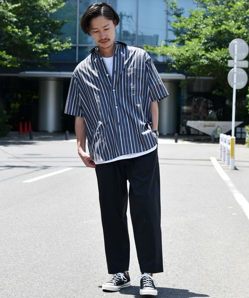 SHIPS(シップス)の「SU: レギュラーカラー ストライプ ボックス ショートスリーブ シャツ ■(シャツ/ブラウス・メンズ・オフホワイト/ブラック/ベージュ/ブルー・S/M/L)」の8枚目の写真