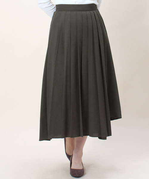 TRUDEA(トルディア)の「変形プリーツ ロングスカート(スカート・レディース・カーキ/ブラック/ブラウン/ピンク・SMALL/MEDIUM)」の1枚目の写真