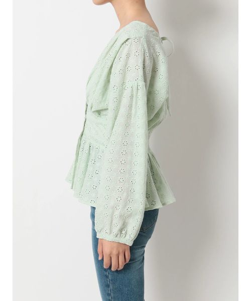 dazzlin（ダズリン）の「Ｖネックコットンペプラムトップス（シャツ/ブラウス・レディース・ブラック/オフホワイト/ミント・FREE）」の16枚目の写真