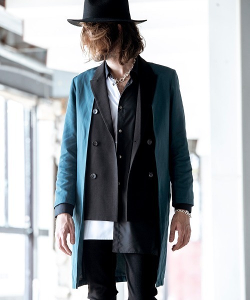 NO ID.（ノーアイディ）の「mj6991-レイヤードWブレストチェスターコート（チェスターコート・メンズ・カーキ/ベージュ/ブラック/ブルーグリーン・1/2）」の5枚目の写真
