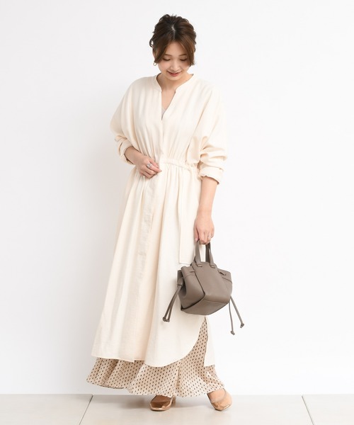 DouDou（ドゥドゥ）の「ダイヤドットマジョリカプリーツスカート（スカート・レディース・ベージュ/グリーン・FREE）」の10枚目の写真