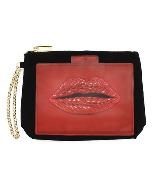 ROSE BUD（ローズバッド）の「(THURSDAY FRIDAY)#102-213 LIPS AWAY MINI POUCH（クラッチバッグ・レディース・ナチュラル/ブラック・ONE SIZE）」の2枚目の写真