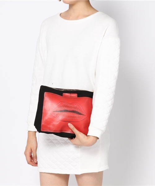 ROSE BUD（ローズバッド）の「(THURSDAY FRIDAY)#102-213 LIPS AWAY MINI POUCH（クラッチバッグ・レディース・ナチュラル/ブラック・ONE SIZE）」の10枚目の写真