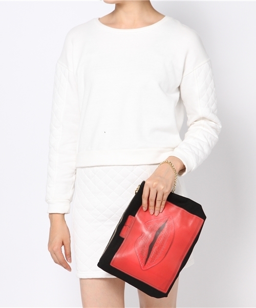 ROSE BUD（ローズバッド）の「(THURSDAY FRIDAY)#102-213 LIPS AWAY MINI POUCH（クラッチバッグ・レディース・ナチュラル/ブラック・ONE SIZE）」の9枚目の写真