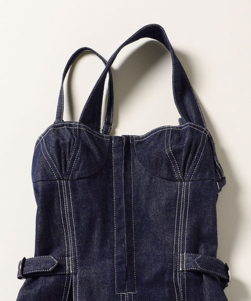 CASA FLINE(カーサフライン)の「CASA FLINE:フロントホックデニムワンピース◇(ワンピース・レディース・ブルー・ONE SIZE)」の3枚目の写真