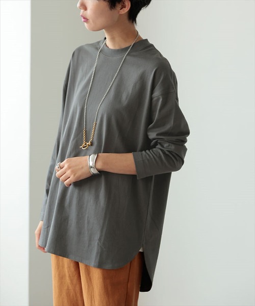 DONOBAN（ドノバン）の「オーガニックコットンシンプルロンTee（Tシャツ/カットソー・レディース・ホワイト/ブラック/グレー/ベージュ/カーキ/ブルーグリーン/ワイン/アクア/モカ/セージグリーン/グレイッシュベージュ/グレー系その他・M/L）」の4枚目の写真