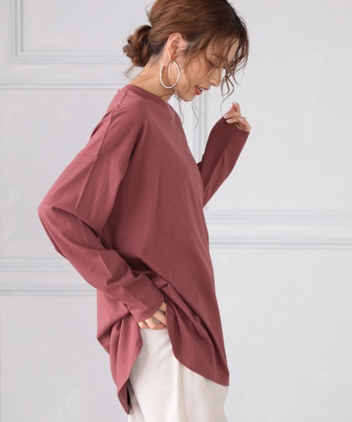 DONOBAN（ドノバン）の「オーガニックコットンシンプルロンTee（Tシャツ/カットソー・レディース・ホワイト/ブラック/グレー/ベージュ/カーキ/ブルーグリーン/ワイン/アクア/モカ/セージグリーン/グレイッシュベージュ/グレー系その他・M/L）」の12枚目の写真