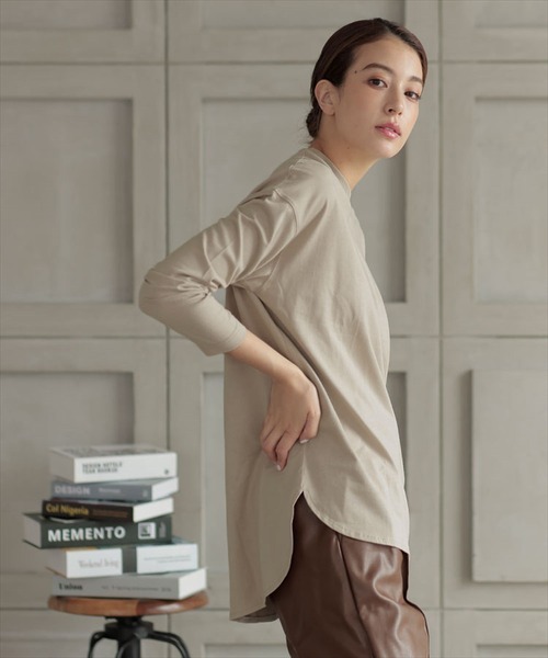 DONOBAN（ドノバン）の「オーガニックコットンシンプルロンTee（Tシャツ/カットソー・レディース・ホワイト/ブラック/グレー/ベージュ/カーキ/ブルーグリーン/ワイン/アクア/モカ/セージグリーン/グレイッシュベージュ/グレー系その他・M/L）」の7枚目の写真