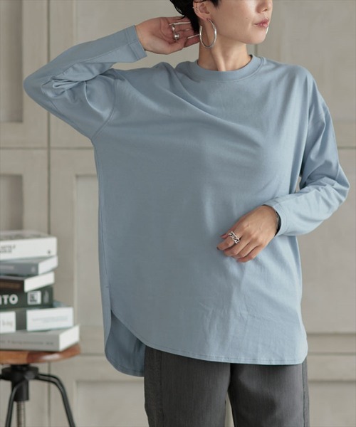 DONOBAN（ドノバン）の「オーガニックコットンシンプルロンTee（Tシャツ/カットソー・レディース・ホワイト/ブラック/グレー/ベージュ/カーキ/ブルーグリーン/ワイン/アクア/モカ/セージグリーン/グレイッシュベージュ/グレー系その他・M/L）」の11枚目の写真