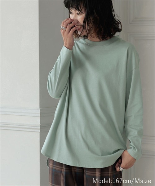 DONOBAN（ドノバン）の「オーガニックコットンシンプルロンTee（Tシャツ/カットソー・レディース・ホワイト/ブラック/グレー/ベージュ/カーキ/ブルーグリーン/ワイン/アクア/モカ/セージグリーン/グレイッシュベージュ/グレー系その他・M/L）」の9枚目の写真