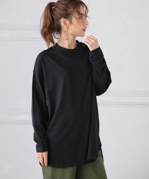 DONOBAN（ドノバン）の「オーガニックコットンシンプルロンTee（Tシャツ/カットソー・レディース・ホワイト/ブラック/グレー/ベージュ/カーキ/ブルーグリーン/ワイン/アクア/モカ/セージグリーン/グレイッシュベージュ/グレー系その他・M/L）」の2枚目の写真