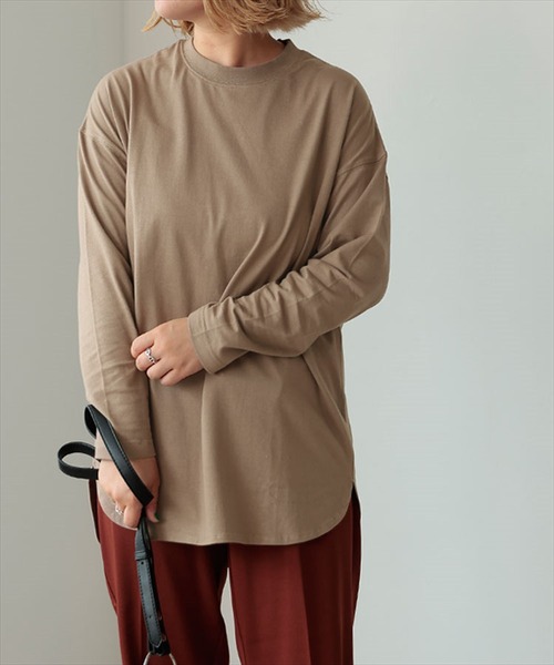 DONOBAN（ドノバン）の「オーガニックコットンシンプルロンTee（Tシャツ/カットソー・レディース・ホワイト/ブラック/グレー/ベージュ/カーキ/ブルーグリーン/ワイン/アクア/モカ/セージグリーン/グレイッシュベージュ/グレー系その他・M/L）」の5枚目の写真