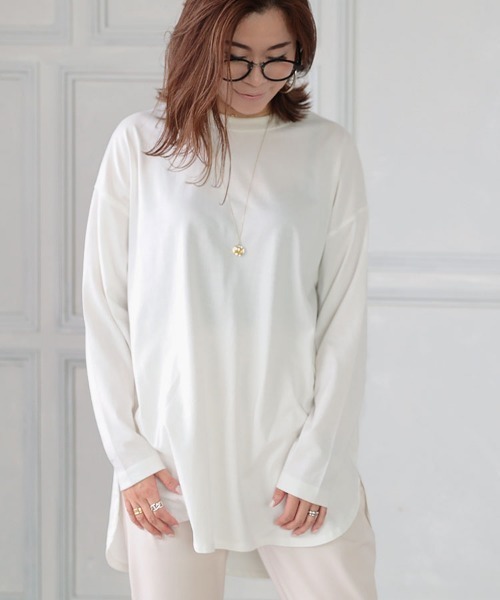 DONOBAN（ドノバン）の「オーガニックコットンシンプルロンTee（Tシャツ/カットソー・レディース・ホワイト/ブラック/グレー/ベージュ/カーキ/ブルーグリーン/ワイン/アクア/モカ/セージグリーン/グレイッシュベージュ/グレー系その他・M/L）」の14枚目の写真