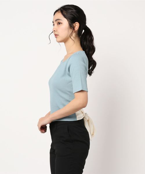 one way（ワンウェイ）の「5分袖バックリボン（Tシャツ/カットソー・レディース・ブラック/ベージュ/ライトブルー/ホワイト・FREE）」の8枚目の写真