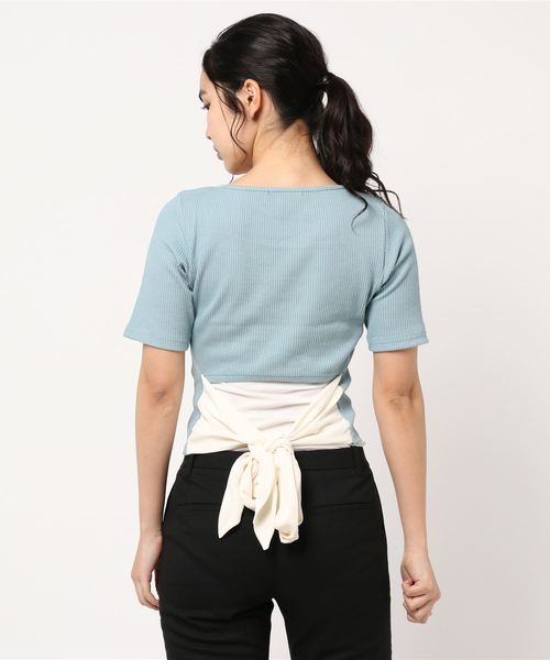 one way（ワンウェイ）の「5分袖バックリボン（Tシャツ/カットソー・レディース・ブラック/ベージュ/ライトブルー/ホワイト・FREE）」の7枚目の写真