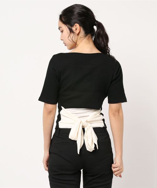 one way（ワンウェイ）の「5分袖バックリボン（Tシャツ/カットソー・レディース・ブラック/ベージュ/ライトブルー/ホワイト・FREE）」の9枚目の写真