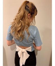 one way | 5分袖バックリボン(Tシャツ/カットソー)