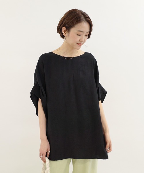 DouDou（ドゥドゥ）の「2WAY袖タックブラウス（シャツ/ブラウス・レディース・ブラック/ブラウン/オフホワイト・FREE）」の18枚目の写真