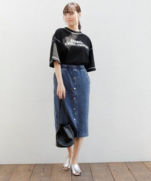 KANGOL EXTRA COMFORT（カンゴールエクストラコンフォート）の「【KANGOL EXTRA COMFORT(カンゴール エクストラ コンフォート)】配色ステッチロゴプリントTシャツ（Tシャツ/カットソー・レディース・オレンジ/ブラック/ライトベージュ/ベージュ/オフホワイト・M/L/XXL/LL）」の13枚目の写真