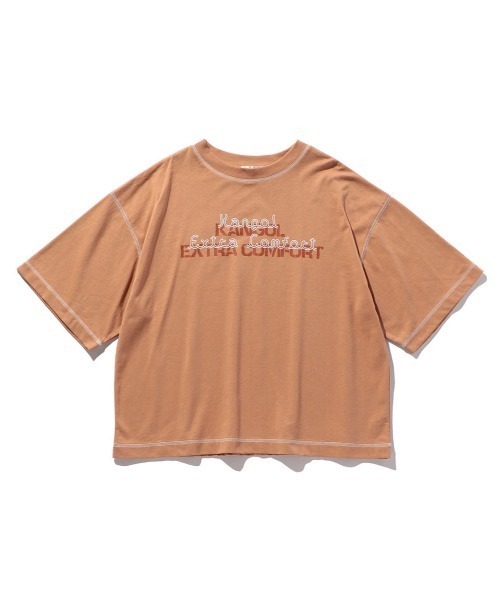 KANGOL EXTRA COMFORT（カンゴールエクストラコンフォート）の「【KANGOL EXTRA COMFORT(カンゴール エクストラ コンフォート)】配色ステッチロゴプリントTシャツ（Tシャツ/カットソー・レディース・オレンジ/ブラック/ライトベージュ/ベージュ/オフホワイト・M/L/XXL/LL）」の22枚目の写真
