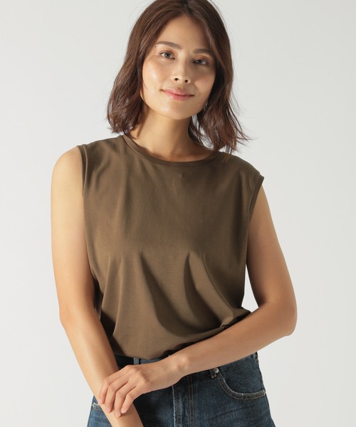 BAYFLOW（ベイフロー）の「シルケットノースリTシャツ（Tシャツ/カットソー・レディース・ブラウン/ブラック/ブルー・SMALL/MEDIUM）」の3枚目の写真