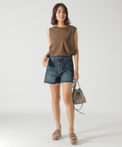 BAYFLOW（ベイフロー）の「シルケットノースリTシャツ（Tシャツ/カットソー・レディース・ブラウン/ブラック/ブルー・SMALL/MEDIUM）」の4枚目の写真