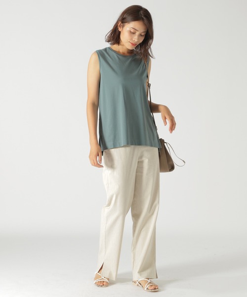 BAYFLOW（ベイフロー）の「シルケットノースリTシャツ（Tシャツ/カットソー・レディース・ブラウン/ブラック/ブルー・SMALL/MEDIUM）」の7枚目の写真