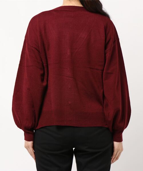 Secret Honey - シークレットハニー バラ ボタン ビーズ カーディガン M F 長袖 赤 レッド Secret Honey - シークレットハニー バラ ボタン ビーズ