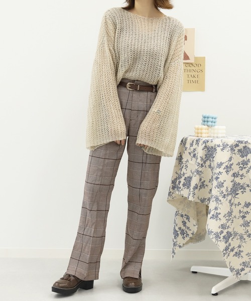 PairPair(ペアペア)の「ワイドスリーブシアーニット(ニット/セーター・レディース・ベージュ/ライトブラウン/ボルドー・FREE)」の10枚目の写真