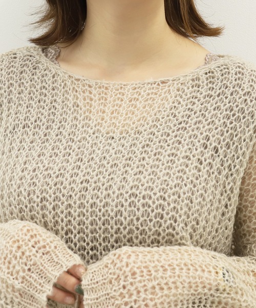 PairPair(ペアペア)の「ワイドスリーブシアーニット(ニット/セーター・レディース・ベージュ/ライトブラウン/ボルドー・FREE)」の14枚目の写真