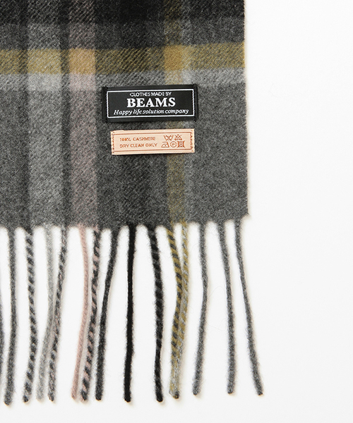 BEAMS（ビームス）の「◎BEAMS / チェック カシミヤ マフラー（マフラー・メンズ・グレー/ネイビー/ワイン・ONE SIZE）」の8枚目の写真