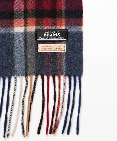 BEAMS（ビームス）の「◎BEAMS / チェック カシミヤ マフラー（マフラー・メンズ・グレー/ネイビー/ワイン・ONE SIZE）」の9枚目の写真