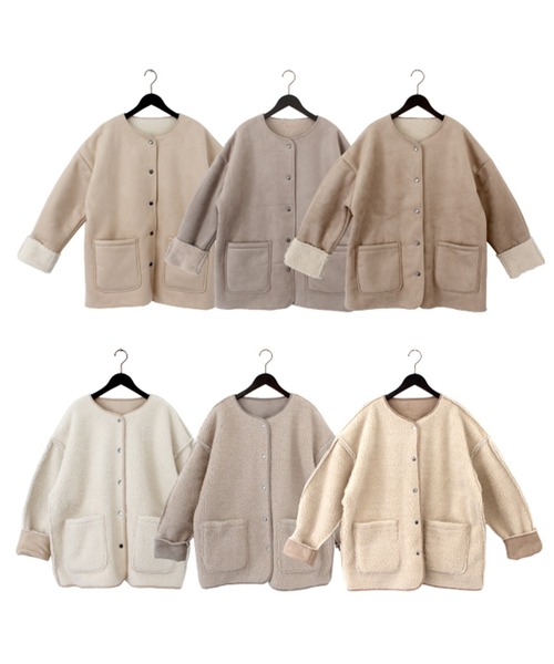 フェイクムートンリバーシブルジャケット（ノーカラージャケット