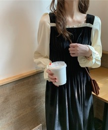 emi+ | ボリュームシャーリングドッキングギャザーロングワンピース(ワンピース)