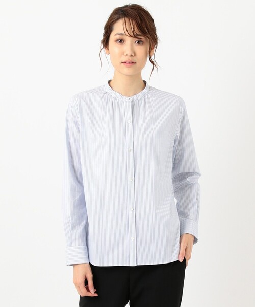 J.PRESS（ジェイプレス）の「【洗える】SOMELOS JOYCE バンドカラー シャツ（シャツ/ブラウス・レディース・サックスブルー系2/ピンク系1/スモーキーグリーン系1・T15/T13）」の8枚目の写真