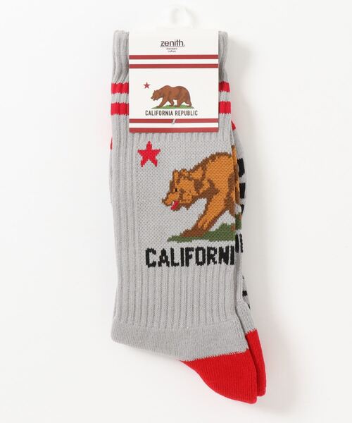 ZENITH(ゼニス)の「ZENITH/CALIFORNIA GRIZZLY SOCKS(ソックス/靴下・メンズ・ホワイト/ブラック/ネイビー/グレー/レッド/イエロー/オレンジ・FREE)」の4枚目の写真