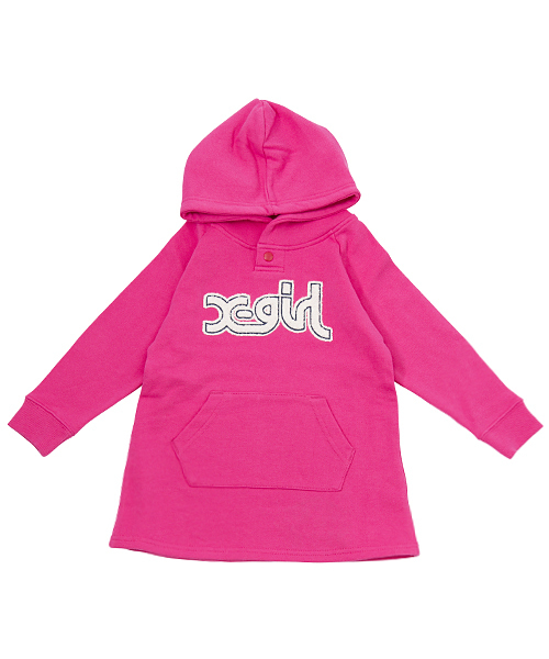 X-girl Stages（エックスガールステージス）の「SWEAT HOODIE DRESS PILE LOGO (4T～7T)/ ワンピース / スウェット（ワンピース・キッズ・ブラック/アッシュ/グリーン/ピンク・4T/6T/7T/5T）」の4枚目の写真