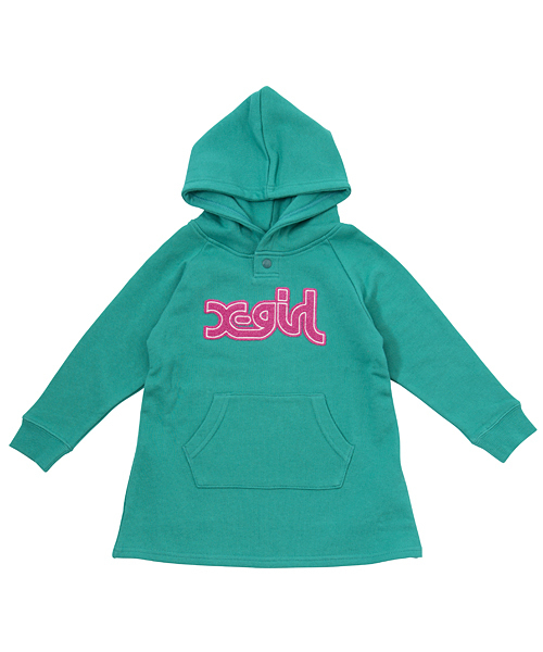 X-girl Stages（エックスガールステージス）の「SWEAT HOODIE DRESS PILE LOGO (4T～7T)/ ワンピース / スウェット（ワンピース・キッズ・ブラック/アッシュ/グリーン/ピンク・4T/6T/7T/5T）」の3枚目の写真