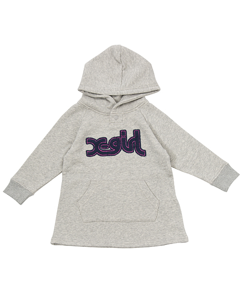 X-girl Stages（エックスガールステージス）の「SWEAT HOODIE DRESS PILE LOGO (4T～7T)/ ワンピース / スウェット（ワンピース・キッズ・ブラック/アッシュ/グリーン/ピンク・4T/6T/7T/5T）」の2枚目の写真