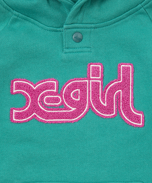 X-girl Stages（エックスガールステージス）の「SWEAT HOODIE DRESS PILE LOGO (4T～7T)/ ワンピース / スウェット（ワンピース・キッズ・ブラック/アッシュ/グリーン/ピンク・4T/6T/7T/5T）」の7枚目の写真