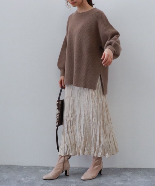 archives(アルシーヴ)の「畦編みチュニックプルオーバー+シワ加工ワンピースSET(ワンピース・レディース・ベージュ/オフホワイト/マスタード・MEDIUM)」の7枚目の写真