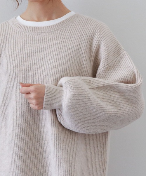 archives(アルシーヴ)の「畦編みチュニックプルオーバー+シワ加工ワンピースSET(ワンピース・レディース・ベージュ/オフホワイト/マスタード・MEDIUM)」の13枚目の写真