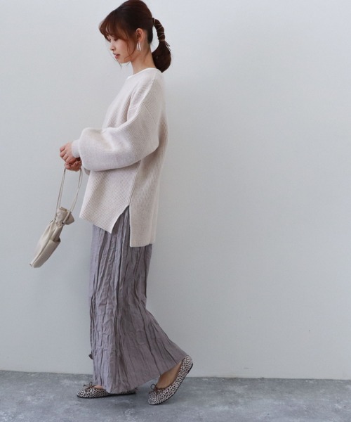 archives(アルシーヴ)の「畦編みチュニックプルオーバー+シワ加工ワンピースSET(ワンピース・レディース・ベージュ/オフホワイト/マスタード・MEDIUM)」の9枚目の写真