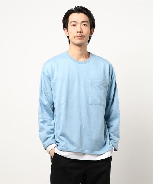 B.I.D.(ビーアイディー)の「《※セット商品》ビッグロングスリーブアンサンブル - スエードタッチプルオーバー&天竺カットソー(Tシャツ/カットソー・メンズ・スミクロ/ベージュ/グレー/サックスブルー・MEDIUM/LARGE)」の4枚目の写真